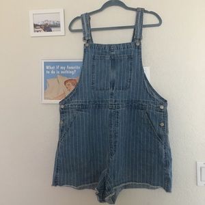Blue white striped madewell overalls XXL